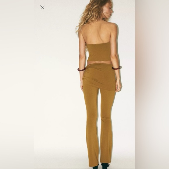 Zara DRAPED WAIST FLARE TROUSERS - Picture 3 of 5